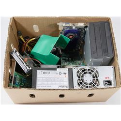 BOX OF COMPUTER PARTS - DRIVES, FANS, BOARDS (ELEC