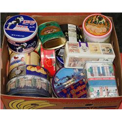 BOX OF COLLECTOR TINS.
