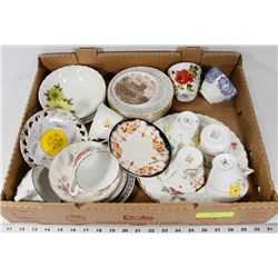 FLAT OF ASSORTED FINE CHINA FROM ENGLAND,