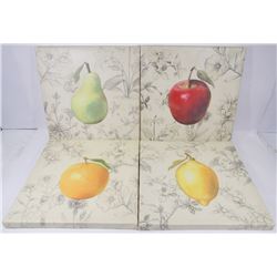 4 SILK SCREEN ON CANVAS FRUIT PRINTS FROM CHINCIS