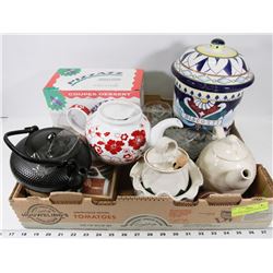 FLAT WITH ASSORTED HOMEWARES INCL GRAVY BOAT,