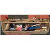 Image 1 : WOOD TOOL BOX WITH CONTENTS