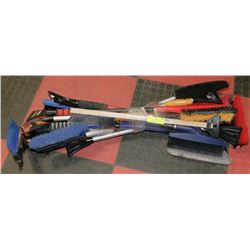 LOT OF ASSORTED SNOWBRUSHES AND SCRAPERS