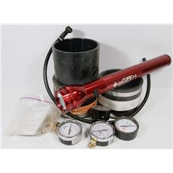 BOX WITH 4" MJ CLAMP, NEW MAGLITE AND ASSORTED