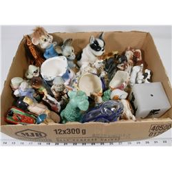 6) COLLECTION OF ORNAMENTS - DOGS, CHILDREN, FERN