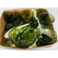 2) BOX OF LIME GREEN CRYSTAL PIECES INCL 2