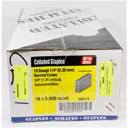 CASE OF 18 GAUGE 1/4" NARROW CROWN 3/4" LEG