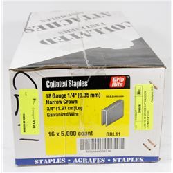 CASE OF 18 GAUGE 1/4" NARROW CROWN 3/4" LEG