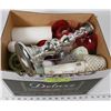 Image 1 : BOX W/ CANDLES, CANDLESTICK & CANDLE HOLDERS.
