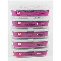 5 TUBS OF GRIP RITE DRYWALL SCREWS 1-1/2" X 10