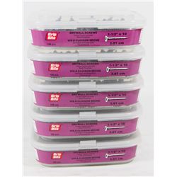 5 TUBS OF GRIP RITE DRYWALL SCREWS 1-1/2" X 10