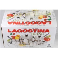 9PC LAGOSTINA POT SET INCL 4 POTS, 4 LIDS & 1 FRY
