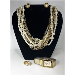 17 - GOLD TONE & PEARL JEWELRY