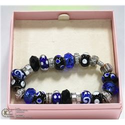 PANDORA STYLE BRACELET W/23 BLUE