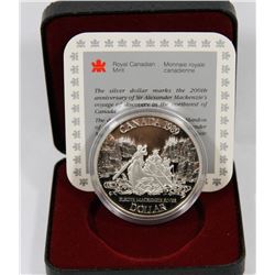 1989 CANADIAN PROOF SILVER DOLLAR IN DISPLAY WITH