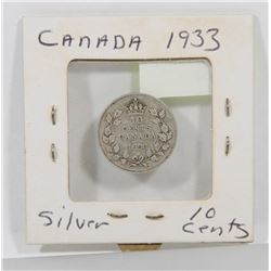 1933 CANADIAN SILVER 10 CENT COIN