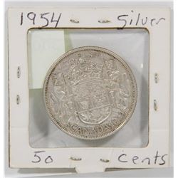 1954 CANADIAN SILVER 50 CENT COIN