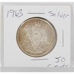 1963 CANADIAN SILVER 50 CENT COIN