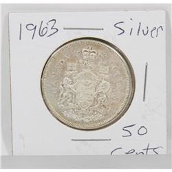 1963 CANADIAN SILVER 50 CENT COIN