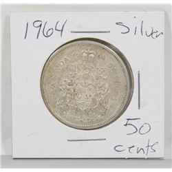 1964 CANADIAN SILVER 50 CENT COIN