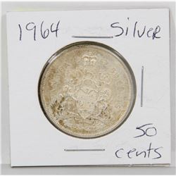 1964 CANADIAN SILVER 50 CENT COIN