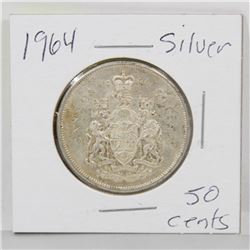 1964 CANADIAN SILVER 50 CENT COIN