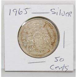 1965 CANADIAN SILVER 50 CENT COIN