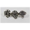 Image 1 : LOT OF 3 MENS SKULL BIKER RINGS