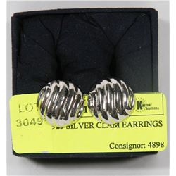 ESTATE 925 SILVER CLAM EARRINGS