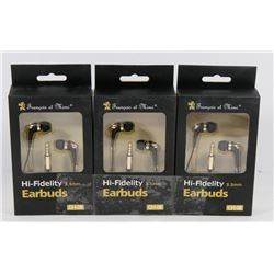 3 PACK OF HI-FIDELITY EARBUDS