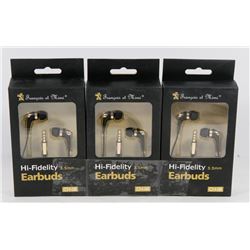 3 PACK OF HI-FIDELITY EARBUDS