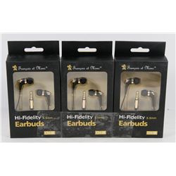 3 PACK OF HI-FIDELITY EARBUDS