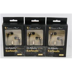 3 PACK OF HI-FIDELITY EARBUDS