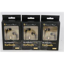 3 PACK OF HI-FIDELITY EARBUDS