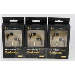 3 PACK OF HI-FIDELITY EARBUDS