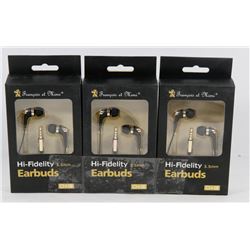 3 PACK OF HI-FIDELITY EARBUDS