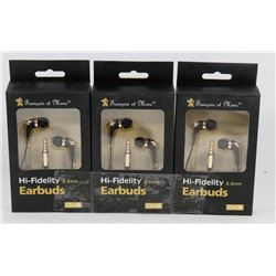 3 PACK OF HI-FIDELITY EARBUDS