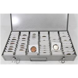 ESTATE FOREIGN COIN COLLECTION IN METAL CASE