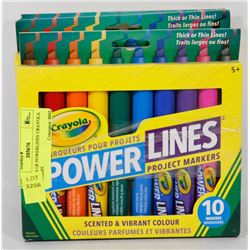 4 BOXES OF POWERLINES CRAYOLA MARKERS