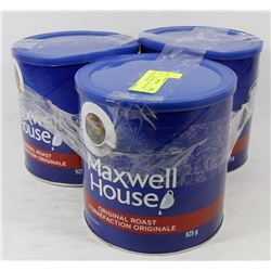 LOT OF 3 MAXWELL HOUSE 925G COFFEE GROUNDS