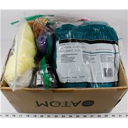 BOX WITH ASSORTED WOOL, YARN ETC