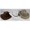 Image 1 : FLAT OF 3 COWBOY HATS - GREY STETSON, BROWN