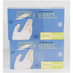 2 CASES OF KEEP KLEEN LATEX GLOVES SIZE SMALL