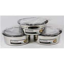 LOT OF 3 TORTILLA SAVER STAINLESS STEEL CONTAINERS