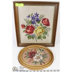 FLAT OF 2 NEEDLEPOINT FRAMED ARTWORK ( HOME )