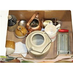 BOX WITH ESTATE VINTAGE PICKLE CROCK