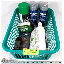 GREEN BASKET OF NEW MEN'S PRODUCTS -
