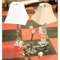 3 ACCENT LAMPS (TABLE) ONE CRYSTAL, ONE MOLDED