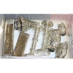 LOT OF 7PC SILVER METAL LOOK  HOME DECOR GLASS