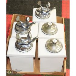 LOT OF 5 ANTIQUE ICE CREAM STORE CONDIMENT